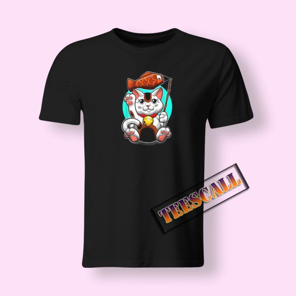 Lucky Cat with Fish Kite T-Shirt