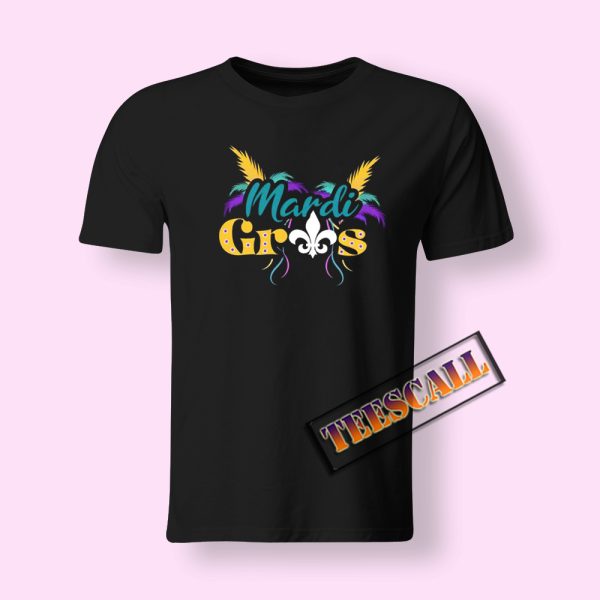 Mardi Gras Feather Mask Fat T-Shirt