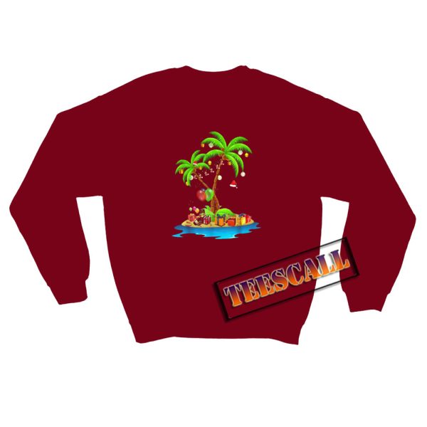 Palm-Tree-Tropical-Sweatshirt-Maroon